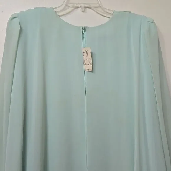 Ursula of Switzerland Special Occasion Dress Size 15/16 Aqua Dress Vtg Flaw - Picture 7 of 8